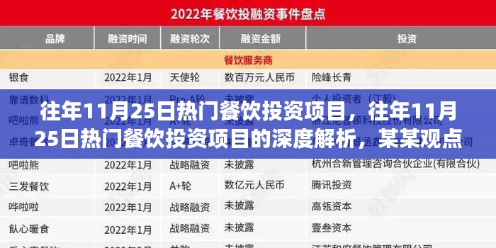 深度解析，往年11月25日热门餐饮投资项目的趋势与策略某某观点视角解读