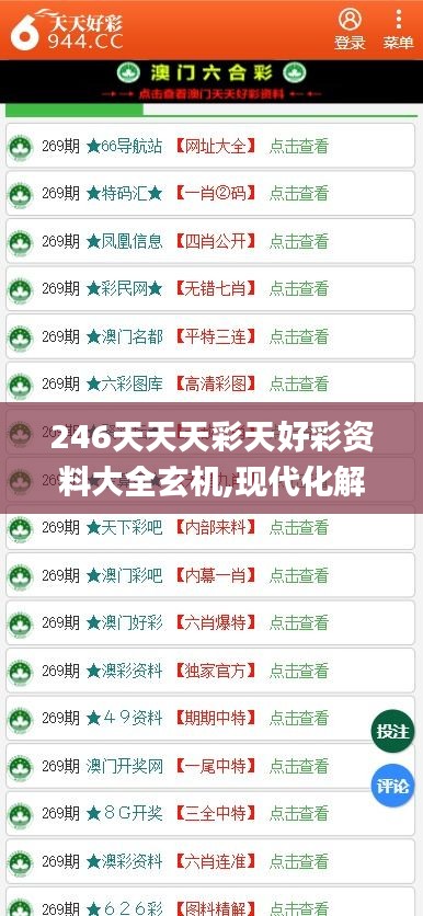 246天天天彩天好彩资料大全玄机,现代化解析定义_程序版IVT13.18