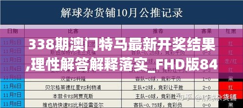 338期澳门特马最新开奖结果,理性解答解释落实_FHD版84.477-5