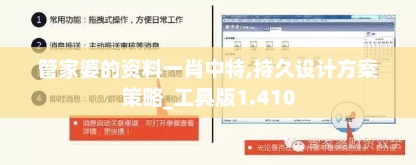 管家婆的资料一肖中特,持久设计方案策略_工具版1.410