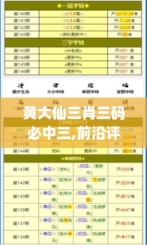 黄大仙三肖三码必中三,前沿评估说明_AR6.622