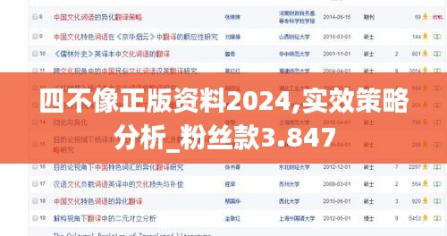 四不像正版资料2024,实效策略分析_粉丝款3.847