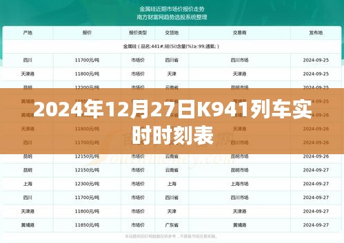 K941列车实时时刻表（2024年12月27日时刻表）