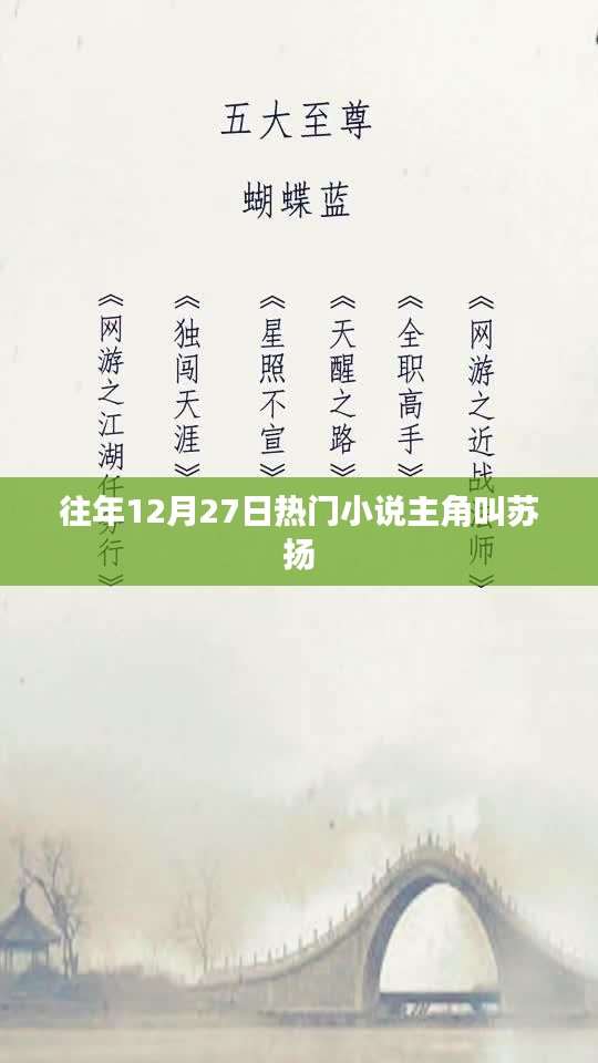 苏扬，历年十二月二十七日热门小说主角风采