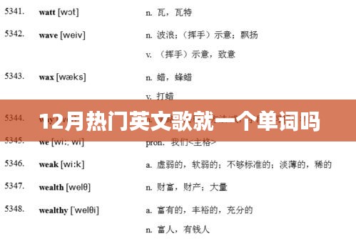 一单词热门英文歌曲大赏，12月榜单精选