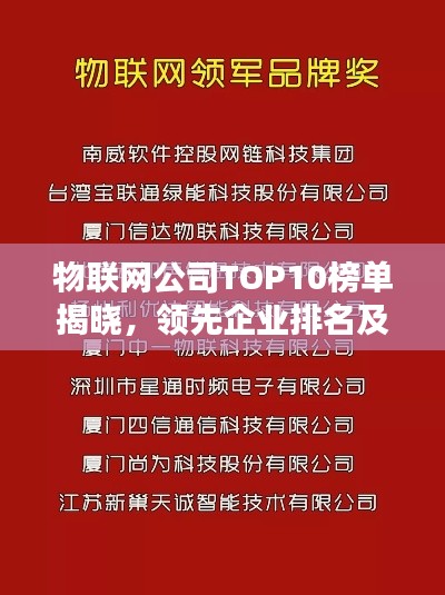 物联网公司TOP10榜单揭晓，领先企业排名及实力解析