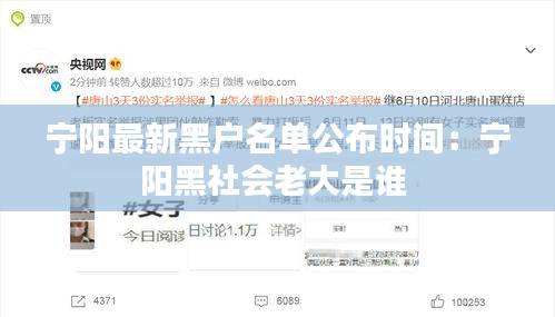宁阳最新黑户名单公布时间：宁阳黑社会老大是谁 