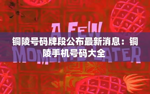 铜陵号码牌段公布最新消息：铜陵手机号码大全 