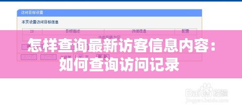 怎样查询最新访客信息内容：如何查询访问记录 