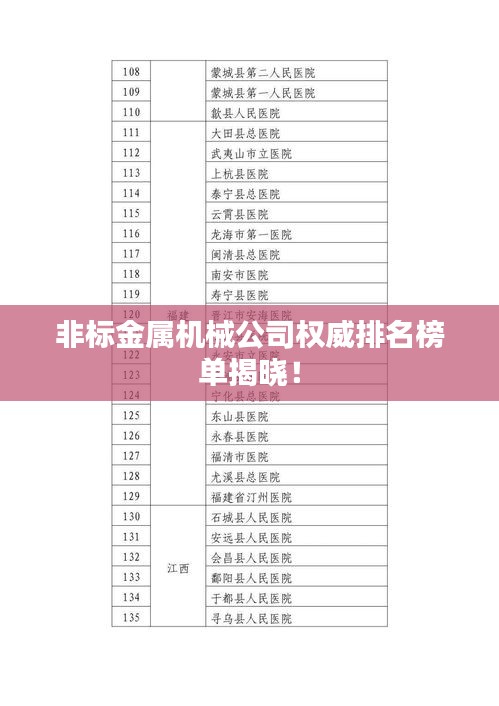 非标金属机械公司权威排名榜单揭晓！