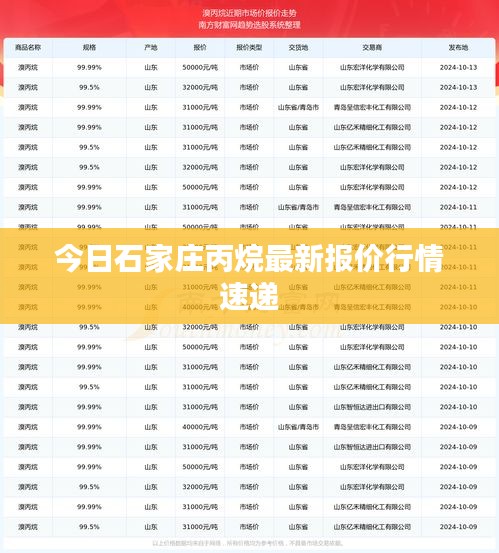 今日石家庄丙烷最新报价行情速递
