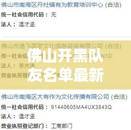 佛山开黑队友名单最新查询：佛山黑老大 