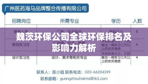 魏茨环保公司全球环保排名及影响力解析