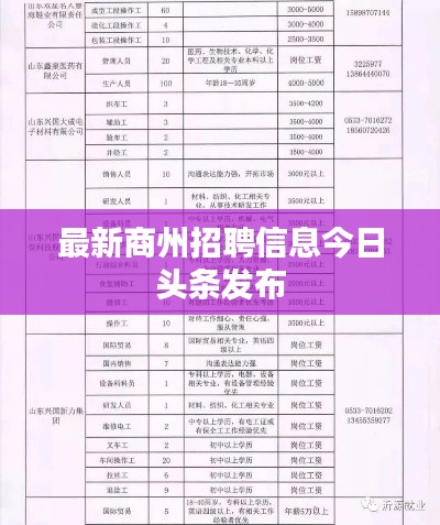 最新商州招聘信息今日头条发布