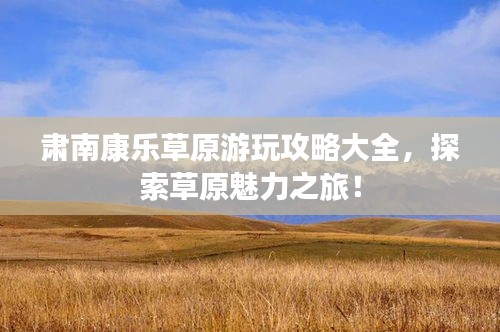 肃南康乐草原游玩攻略大全，探索草原魅力之旅！
