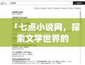 「七点小说网，探索文学世界的宝藏，百度收录热门阅读平台！」