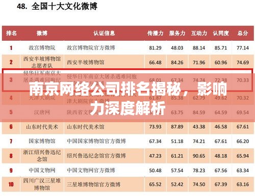 南京网络公司排名揭秘，影响力深度解析