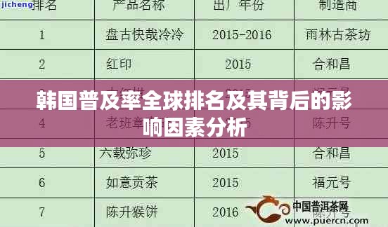 韩国普及率全球排名及其背后的影响因素分析