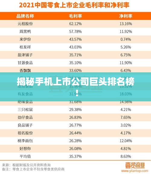揭秘手机上市公司巨头排名榜！