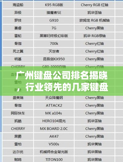 广州键盘公司排名揭晓，行业领先的几家键盘公司榜单出炉！
