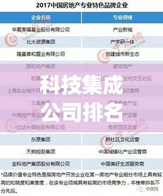 科技集成公司排名前十强揭晓，引领行业发展的巨头企业