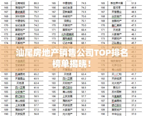 汕尾房地产销售公司TOP排名榜单揭晓！
