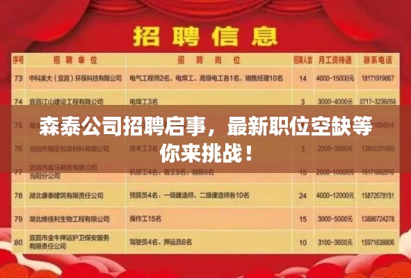 森泰公司招聘启事，最新职位空缺等你来挑战！