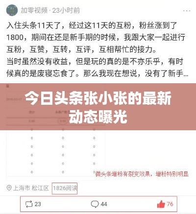 今日头条张小张的最新动态曝光