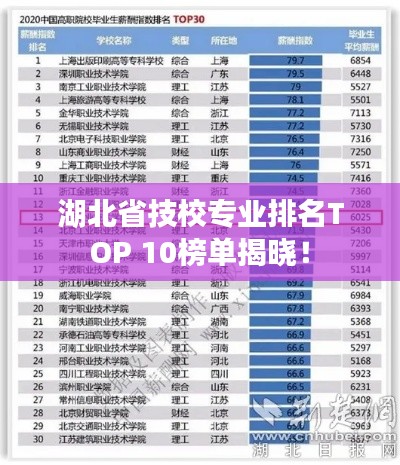 湖北省技校专业排名TOP 10榜单揭晓！