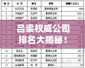 吕梁权威公司排名大揭秘！