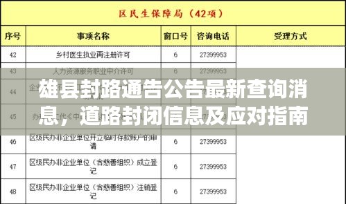 雄县封路通告公告最新查询消息，道路封闭信息及应对指南