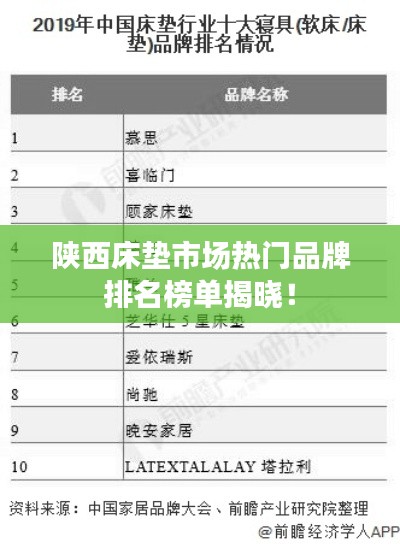 陕西床垫市场热门品牌排名榜单揭晓！
