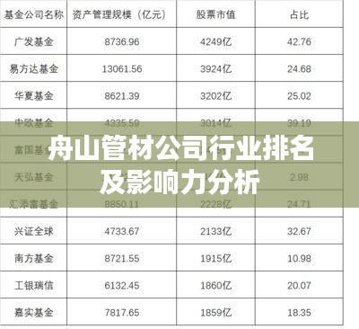 舟山管材公司行业排名及影响力分析