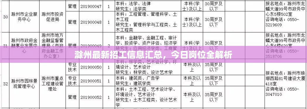 滁州最新招工信息汇总，今日岗位全解析