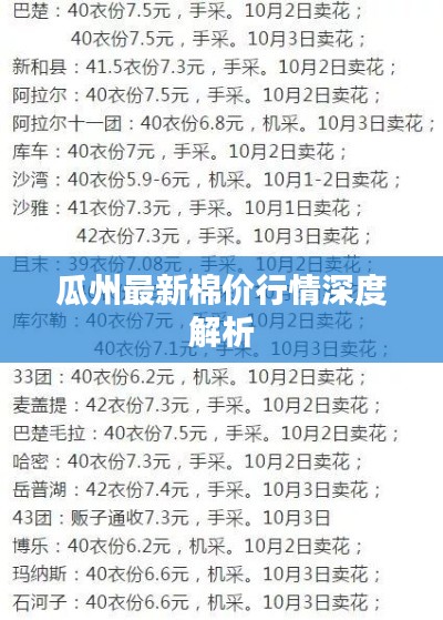 瓜州最新棉价行情深度解析