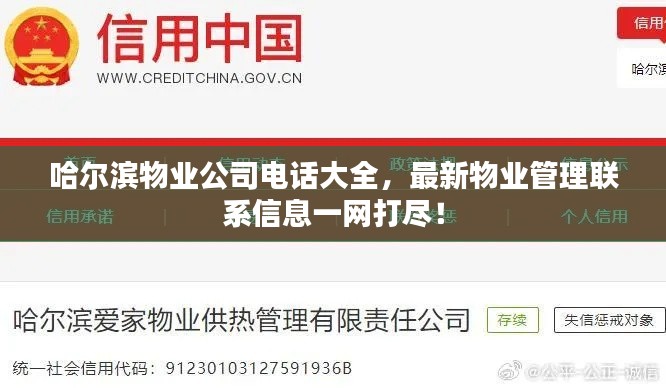 哈尔滨物业公司电话大全，最新物业管理联系信息一网打尽！
