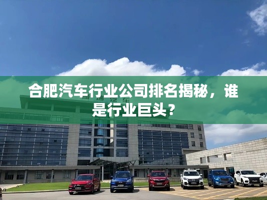 合肥汽车行业公司排名揭秘，谁是行业巨头？