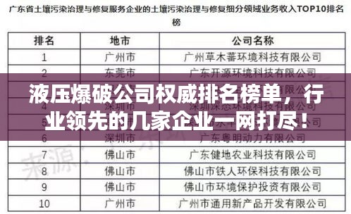 液压爆破公司权威排名榜单，行业领先的几家企业一网打尽！