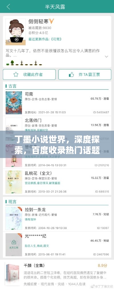 丁墨小说世界，深度探索，百度收录热门话题！