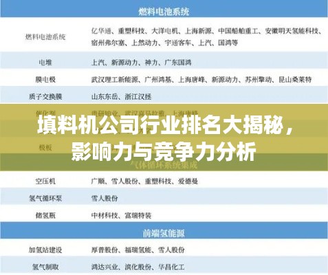 填料机公司行业排名大揭秘，影响力与竞争力分析