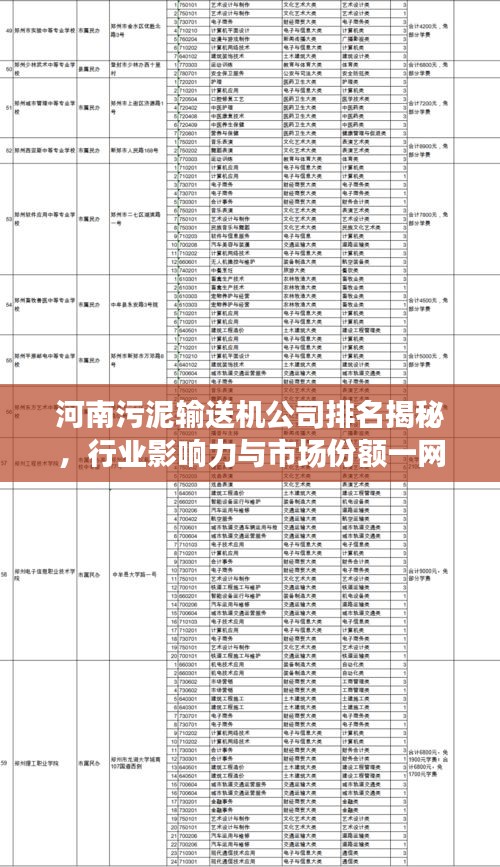 河南污泥输送机公司排名揭秘，行业影响力与市场份额一网打尽