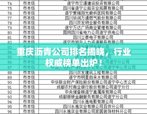 重庆沥青公司排名揭晓，行业权威榜单出炉！