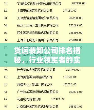 货运装卸公司排名揭秘，行业领军者的实力比拼