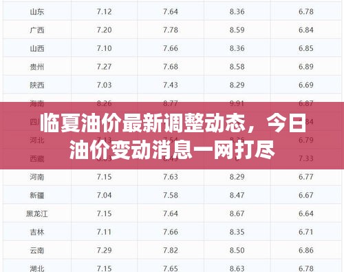 临夏油价最新调整动态，今日油价变动消息一网打尽