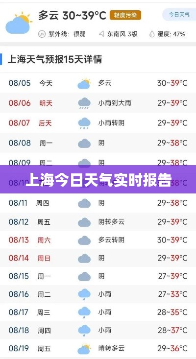 上海今日天气实时报告