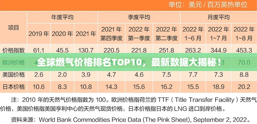 全球燃气价格排名TOP10，最新数据大揭秘！