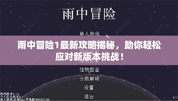 雨中冒险1最新攻略揭秘，助你轻松应对新版本挑战！