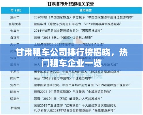 甘肃租车公司排行榜揭晓，热门租车企业一览