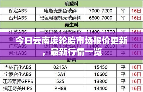 今日云南废轮胎市场报价更新，最新行情一览