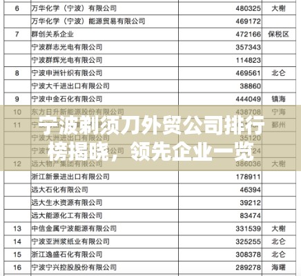 宁波剃须刀外贸公司排行榜揭晓，领先企业一览